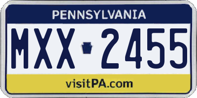 PA license plate MXX2455