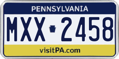PA license plate MXX2458