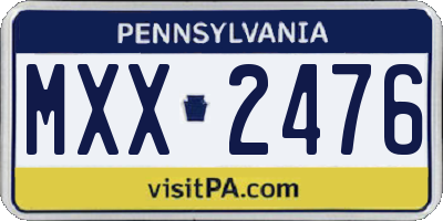 PA license plate MXX2476