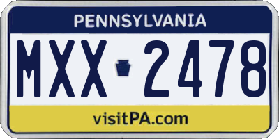 PA license plate MXX2478