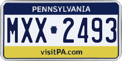 PA license plate MXX2493