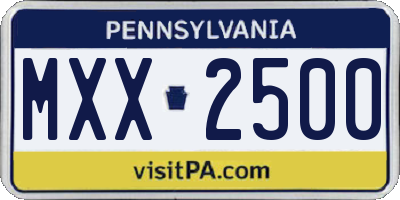 PA license plate MXX2500
