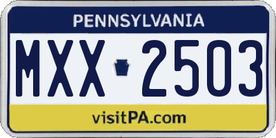 PA license plate MXX2503