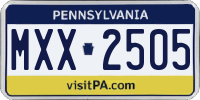 PA license plate MXX2505