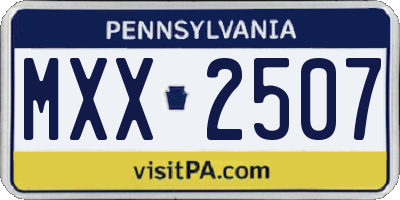 PA license plate MXX2507