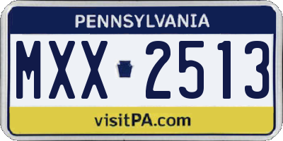 PA license plate MXX2513