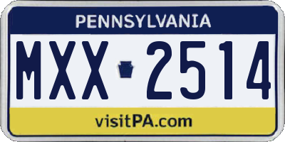 PA license plate MXX2514
