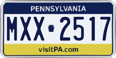 PA license plate MXX2517