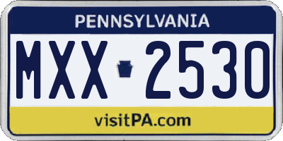 PA license plate MXX2530