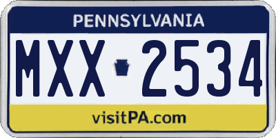 PA license plate MXX2534