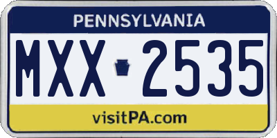 PA license plate MXX2535