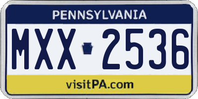 PA license plate MXX2536