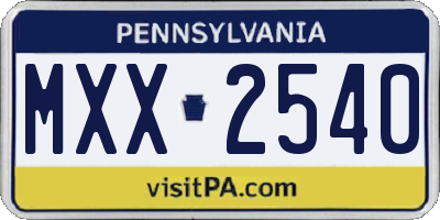PA license plate MXX2540