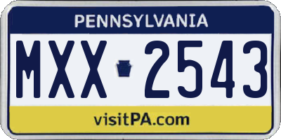 PA license plate MXX2543