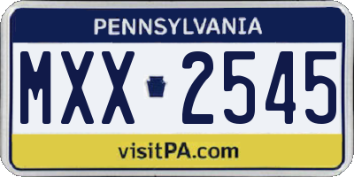 PA license plate MXX2545