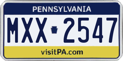 PA license plate MXX2547