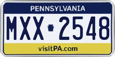 PA license plate MXX2548