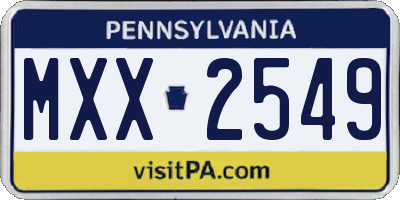 PA license plate MXX2549