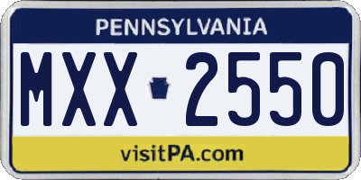 PA license plate MXX2550