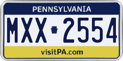 PA license plate MXX2554
