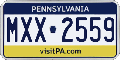 PA license plate MXX2559