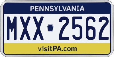 PA license plate MXX2562