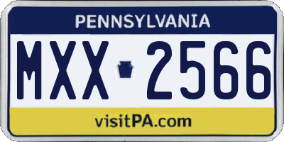 PA license plate MXX2566
