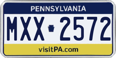PA license plate MXX2572