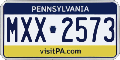 PA license plate MXX2573