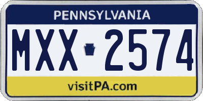 PA license plate MXX2574