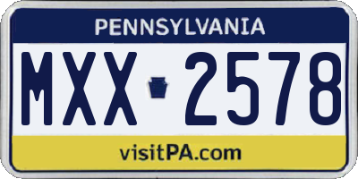 PA license plate MXX2578