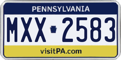PA license plate MXX2583