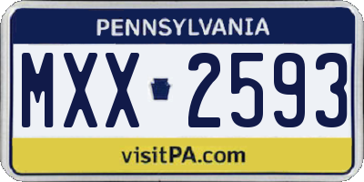PA license plate MXX2593