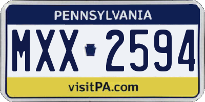 PA license plate MXX2594
