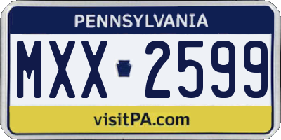 PA license plate MXX2599