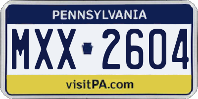 PA license plate MXX2604