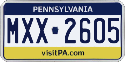 PA license plate MXX2605