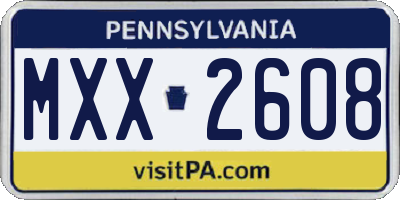 PA license plate MXX2608