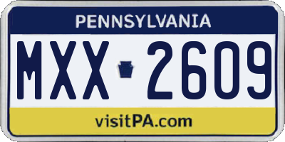 PA license plate MXX2609