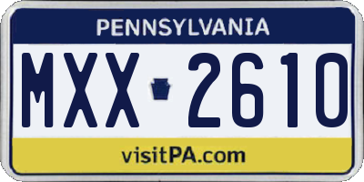 PA license plate MXX2610