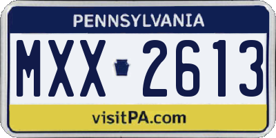 PA license plate MXX2613