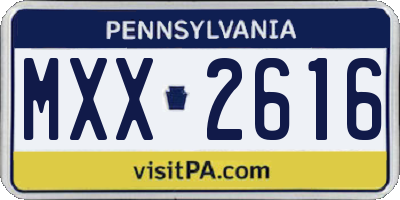 PA license plate MXX2616