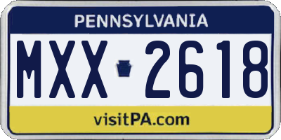 PA license plate MXX2618