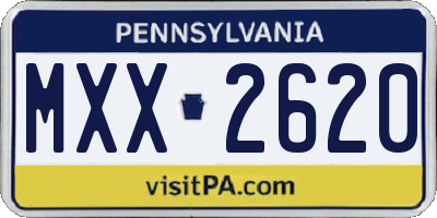 PA license plate MXX2620