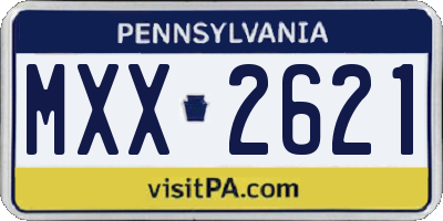 PA license plate MXX2621