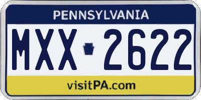 PA license plate MXX2622