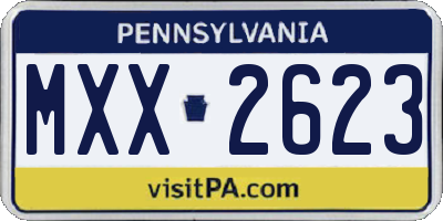 PA license plate MXX2623
