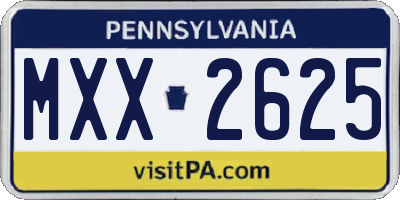 PA license plate MXX2625