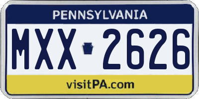 PA license plate MXX2626