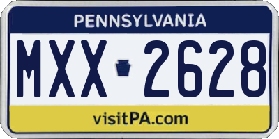 PA license plate MXX2628